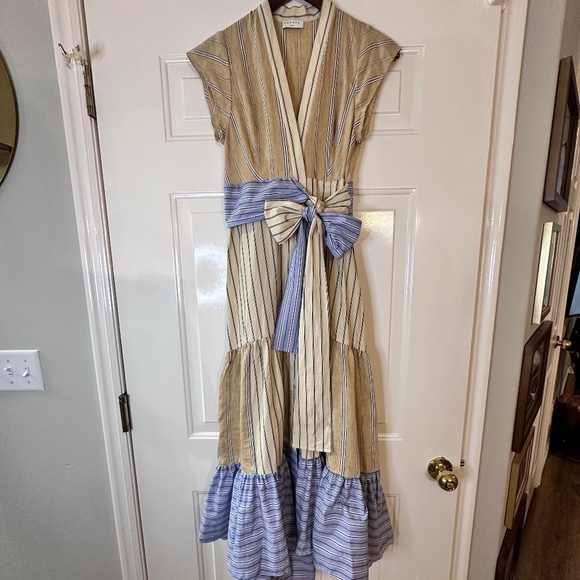 Sandro Long Sleeveless Asymmetric dress w stripes. EU-34 (US-S or size 2) - Picture 7 of 16